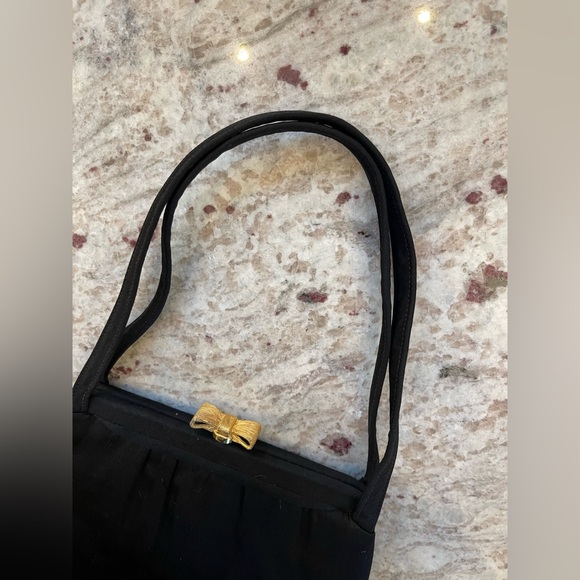 MM PEAU de FAILLE Evening Bag black satin with gold metal ribbon latch. 🎀 - Picture 4 of 8